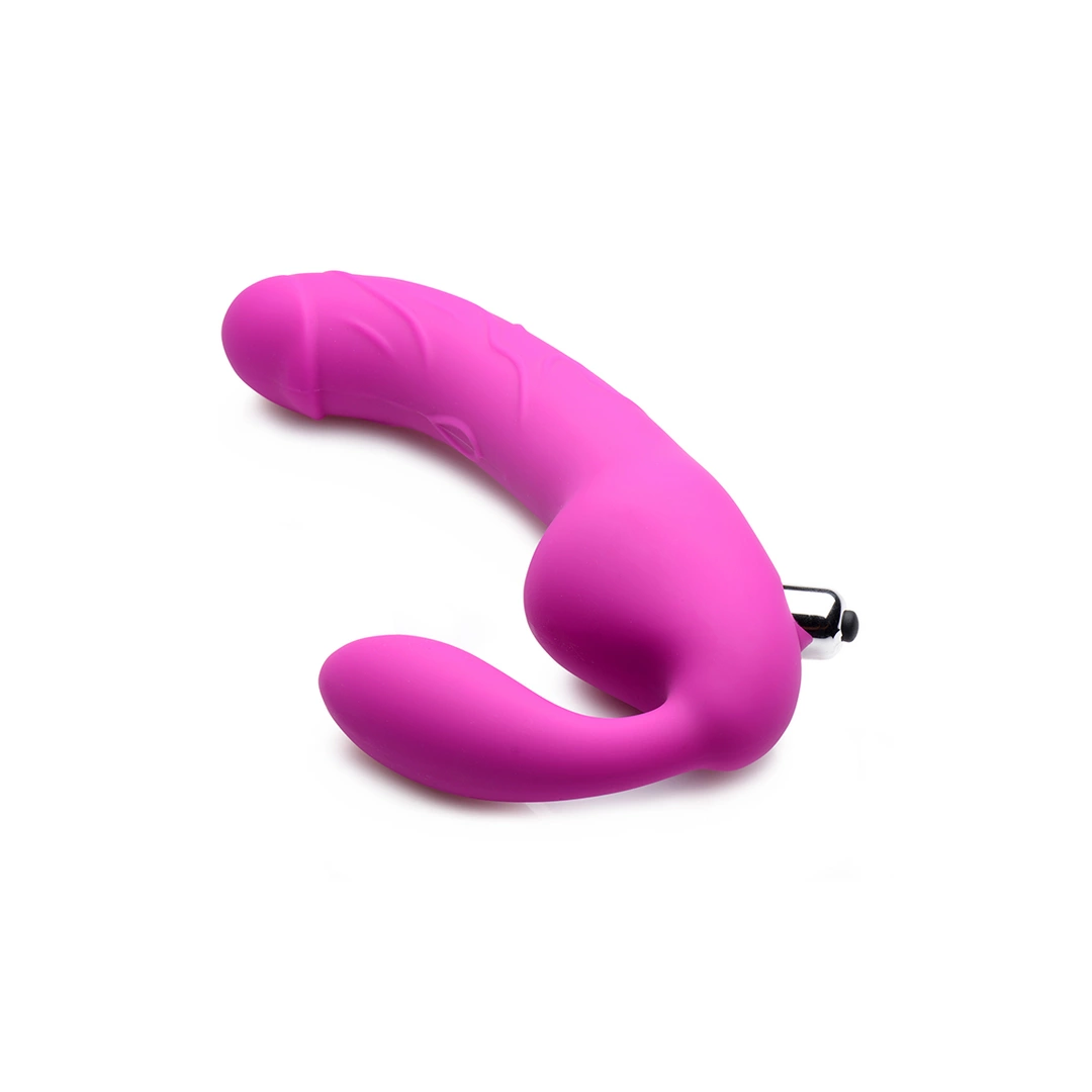 XR Brands - Potrójne, wibrujące, silikonowe dildo bez paska Royal 1 XR Brands - Potrójne, wibrujące, silikonowe dildo bez paska Royal