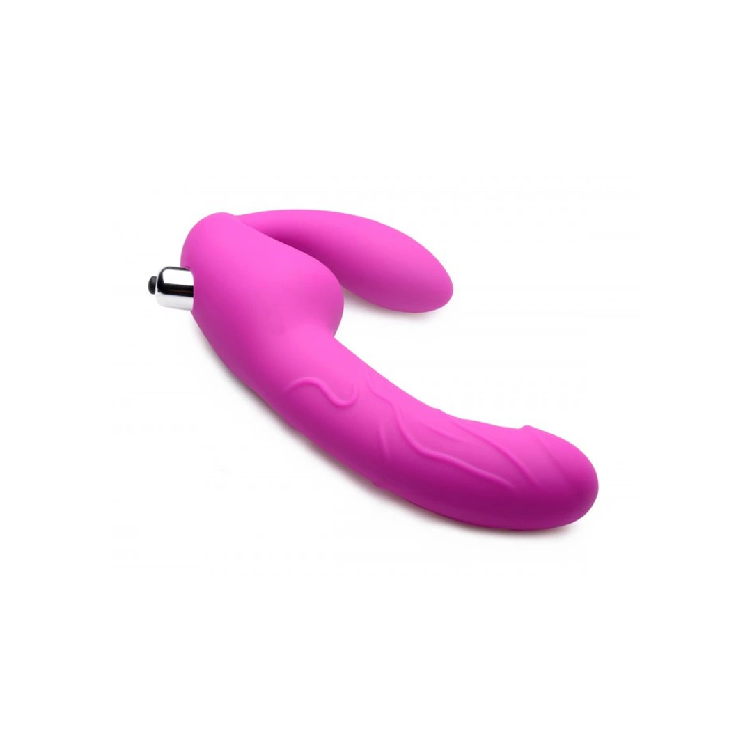 XR Brands - Potrójne, wibrujące, silikonowe dildo bez paska Royal 4 XR Brands - Potrójne, wibrujące, silikonowe dildo bez paska Royal - obrazek 4