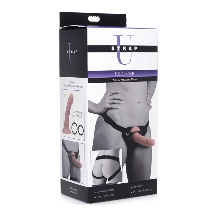 XR Brands - Silikonowe Dildo z Uprzężą - 18 cm - obrazek 2