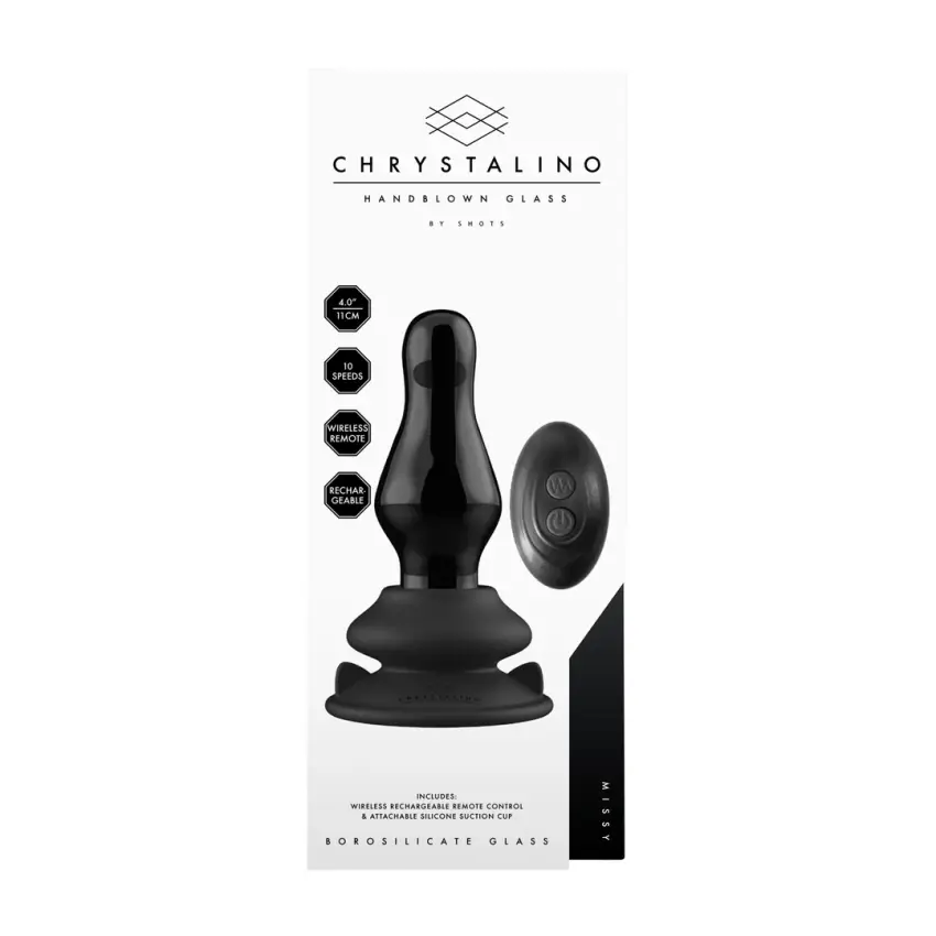 Christalino by shots - Wibrator - szklany korek analny z przyssawką Missy - obrazek 3