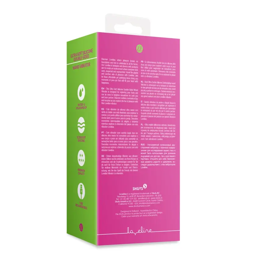 Loveline - Ultra gładki podwójny wibrator - Prestone Pink - obrazek 3