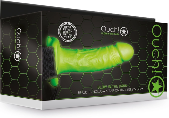 Ouch! - Realistyczna uprząż na pasku - świecąca w ciemności - 18 cm 2 Ouch! - Realistyczna uprząż na pasku - świecąca w ciemności - 18 cm - obrazek 2