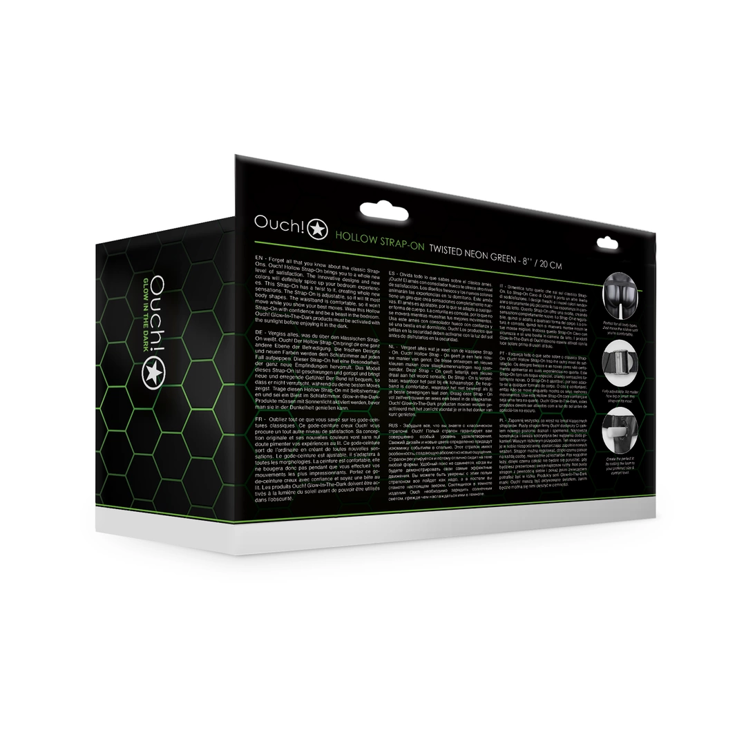 Ouch! - Świecące w ciemności dildo na pasku z wypustkami - 20 cm 3 Ouch! - Świecące w ciemności dildo na pasku z wypustkami - 20 cm - obrazek 3