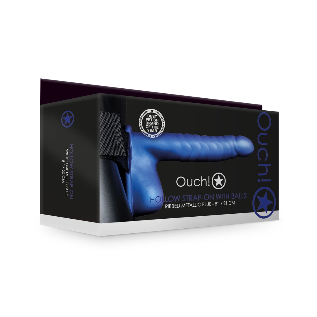 Ouch! - Prążkowany pasek z dildo z jądrami - 21 cm 2 Ouch! - Prążkowany pasek z dildo z jądrami - 21 cm - obrazek 2