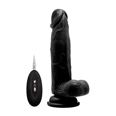 RealRock - Wibrujące realistyczne dildo z jądrami - z pilotem  20 cm
