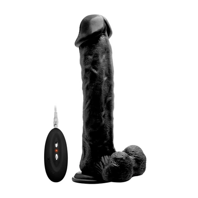 RealRock - Wibrujące realistyczne dildo z jądrami - z pilotem  28 cm