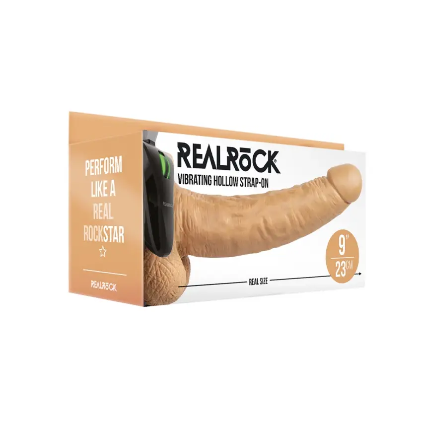 RealRock - Wibrator - dildo z jądrami na pasku 23 cm - obrazek 2