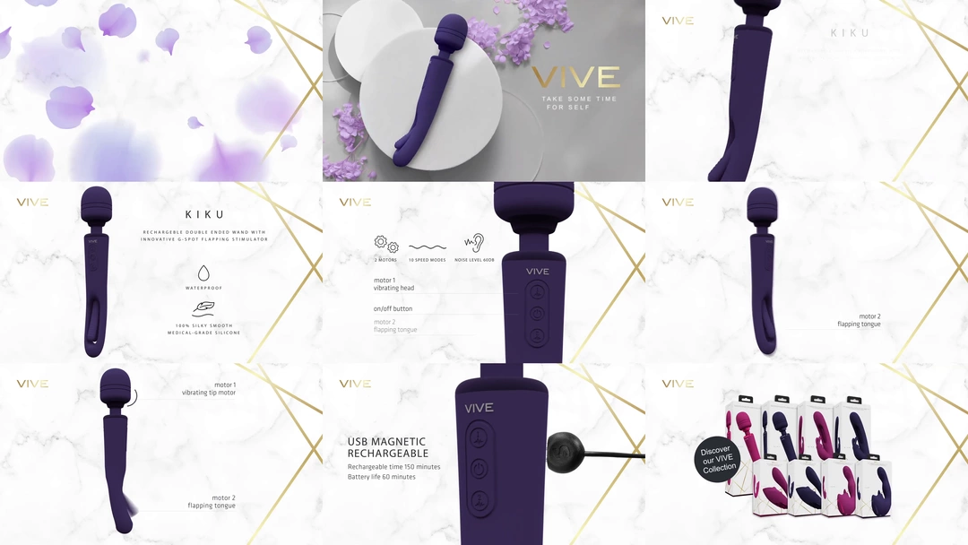 Vive - Różdżka z podwójnym końcem i innowacyjnym stymulatorem punktu G Kiku 4 Vive - Różdżka z podwójnym końcem i innowacyjnym stymulatorem punktu G Kiku - obrazek 4