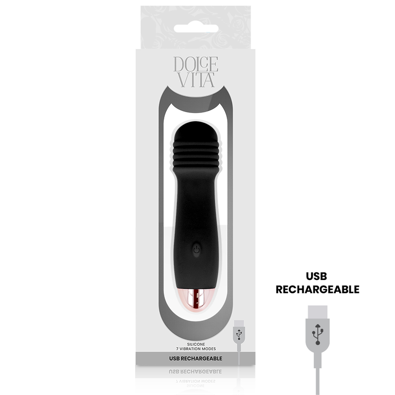 DOLCE VITA - RECHARGEABLE VIBRATOR THREE BLACK 7 SPEED 3 DOLCE VITA - RECHARGEABLE VIBRATOR THREE BLACK 7 SPEED - obrazek 3