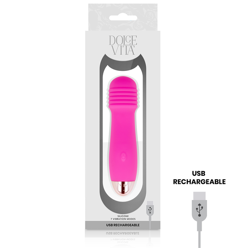 DOLCE VITA - RECHARGEABLE VIBRATOR THREE PINK 7 SPEEDS 3 DOLCE VITA - RECHARGEABLE VIBRATOR THREE PINK 7 SPEEDS - obrazek 3