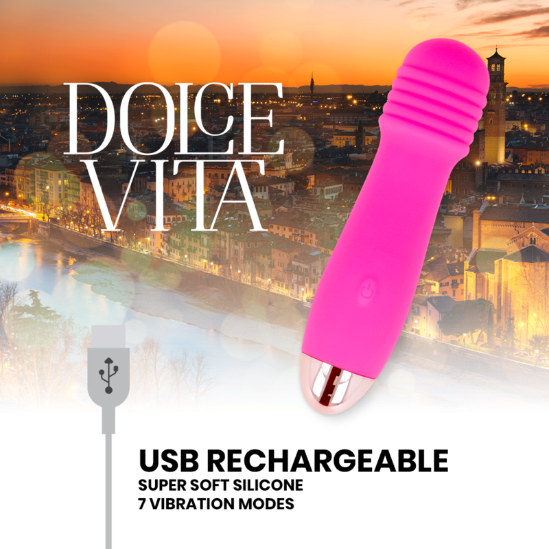 DOLCE VITA - RECHARGEABLE VIBRATOR THREE PINK 7 SPEEDS 4 DOLCE VITA - RECHARGEABLE VIBRATOR THREE PINK 7 SPEEDS - obrazek 4