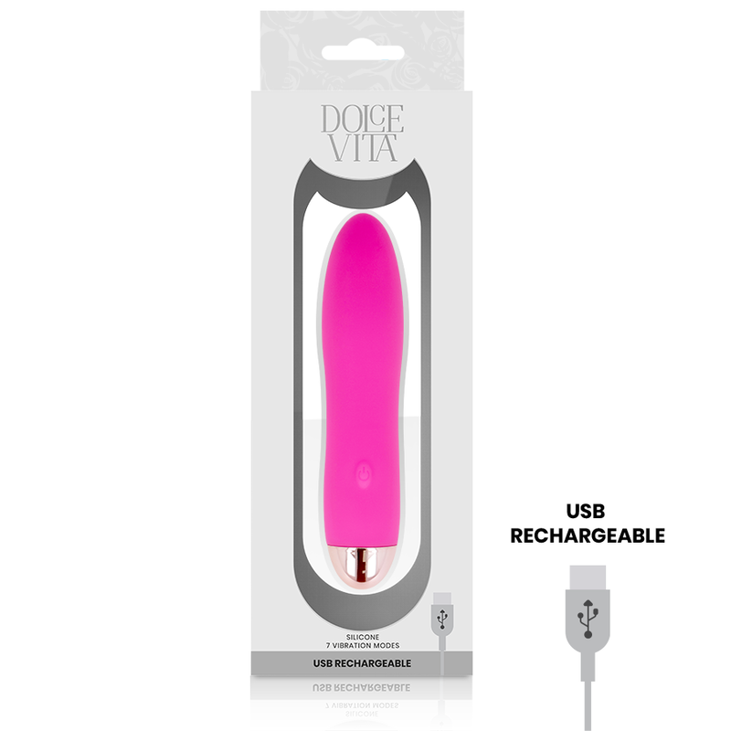 DOLCE VITA - RECHARGEABLE VIBRATOR FOUR PINK 7 SPEEDS 3 DOLCE VITA - RECHARGEABLE VIBRATOR FOUR PINK 7 SPEEDS - obrazek 3