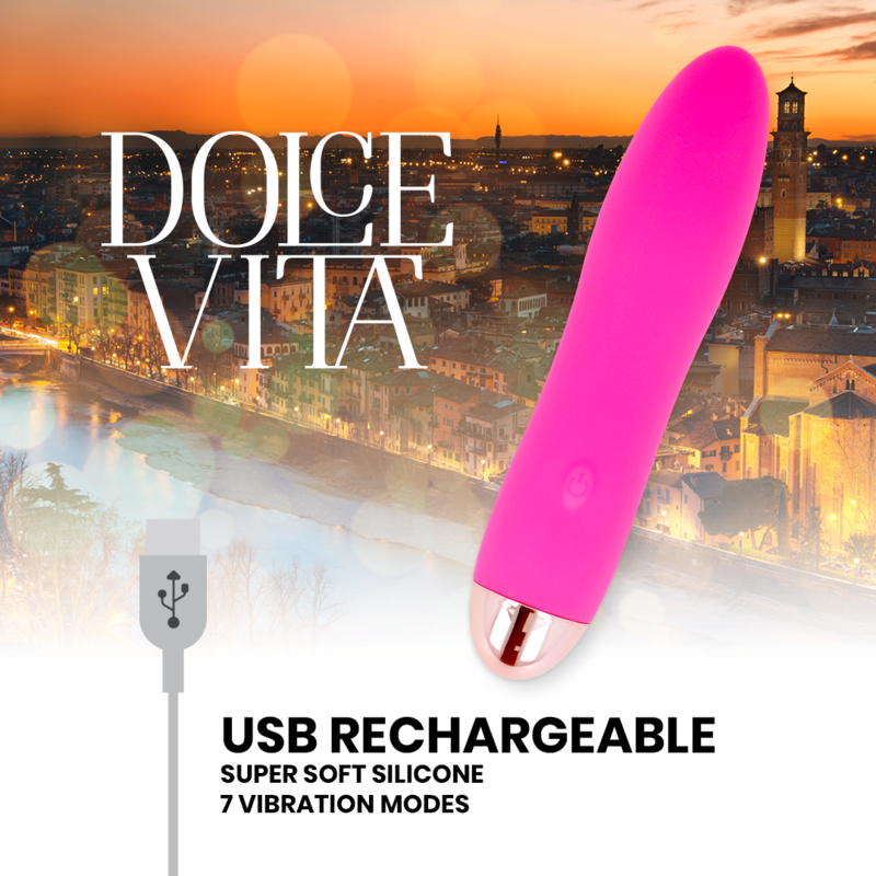 DOLCE VITA - RECHARGEABLE VIBRATOR FOUR PINK 7 SPEEDS 4 DOLCE VITA - RECHARGEABLE VIBRATOR FOUR PINK 7 SPEEDS - obrazek 4