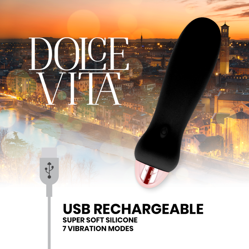DOLCE VITA - RECHARGEABLE VIBRATOR FIVE BLACK 7 SPEEDS 4 DOLCE VITA - RECHARGEABLE VIBRATOR FIVE BLACK 7 SPEEDS - obrazek 4