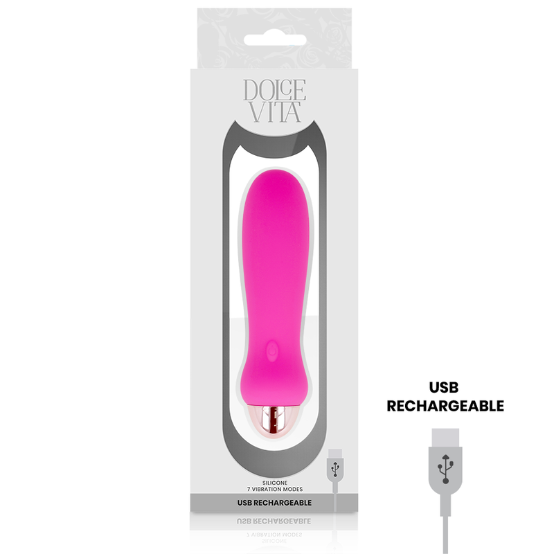 DOLCE VITA - RECHARGEABLE VIBRATOR FIVE PINK 7 SPEEDS 3 DOLCE VITA - RECHARGEABLE VIBRATOR FIVE PINK 7 SPEEDS - obrazek 3