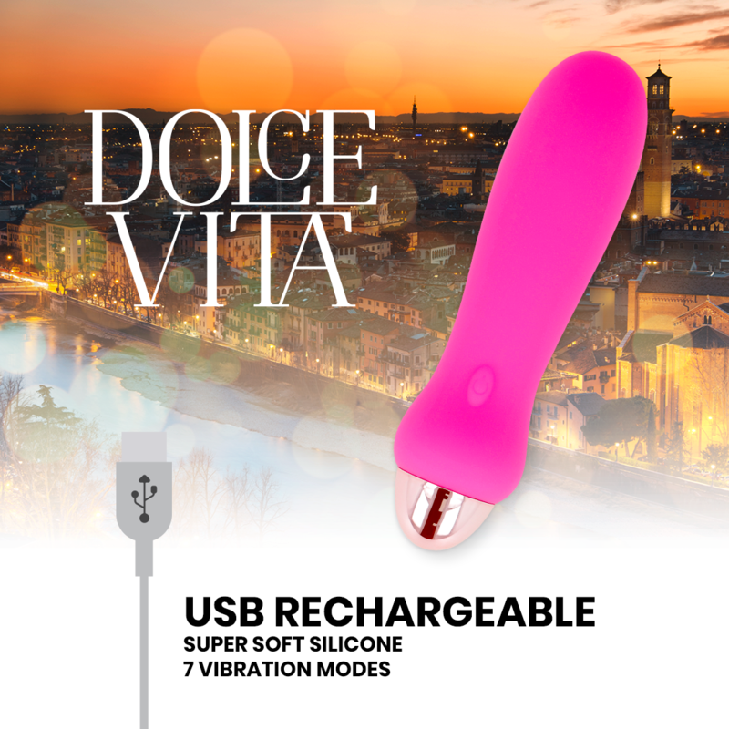 DOLCE VITA - RECHARGEABLE VIBRATOR FIVE PINK 7 SPEEDS 4 DOLCE VITA - RECHARGEABLE VIBRATOR FIVE PINK 7 SPEEDS - obrazek 4
