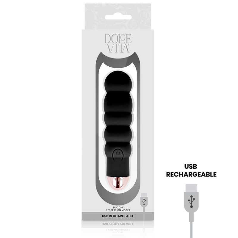 DOLCE VITA - RECHARGEABLE VIBRATOR SIX BLACK 7 SPEEDS 3 DOLCE VITA - RECHARGEABLE VIBRATOR SIX BLACK 7 SPEEDS - obrazek 3