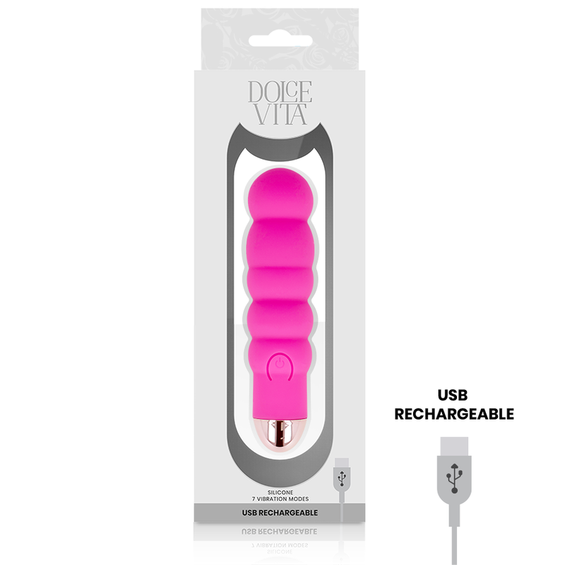 DOLCE VITA - RECHARGEABLE VIBRATOR SIX PINK 7 SPEEDS 3 DOLCE VITA - RECHARGEABLE VIBRATOR SIX PINK 7 SPEEDS - obrazek 3