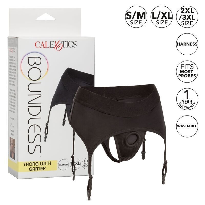 CALEXOTICS - BOUNDLESS THONG WITH GARTER S/M 2 CALEXOTICS - BOUNDLESS THONG WITH GARTER S/M - obrazek 2