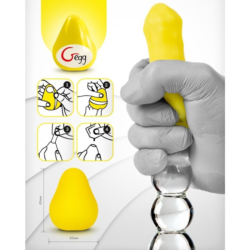 G-VIBE - REUSABLE YELLOW TEXTURED MASTURBATOR EGG 4 G-VIBE - REUSABLE YELLOW TEXTURED MASTURBATOR EGG - obrazek 4