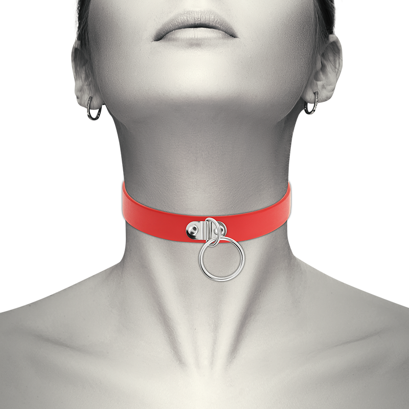 COQUETTE CHIC DESIRE - RED VEGAN LEATHER NECKLACE WOMAN FETISH ACCESSORY 2 COQUETTE CHIC DESIRE - RED VEGAN LEATHER NECKLACE WOMAN FETISH ACCESSORY - obrazek 2