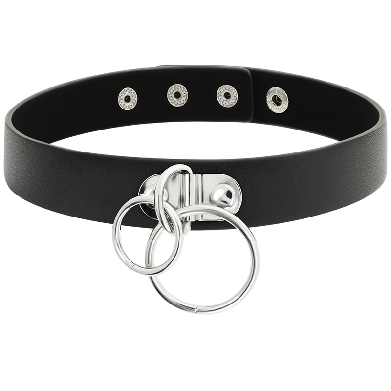 COQUETTE CHIC DESIRE - DOUBLE RING VEGAN LEATHER CHOKER 3 COQUETTE CHIC DESIRE - DOUBLE RING VEGAN LEATHER CHOKER - obrazek 3