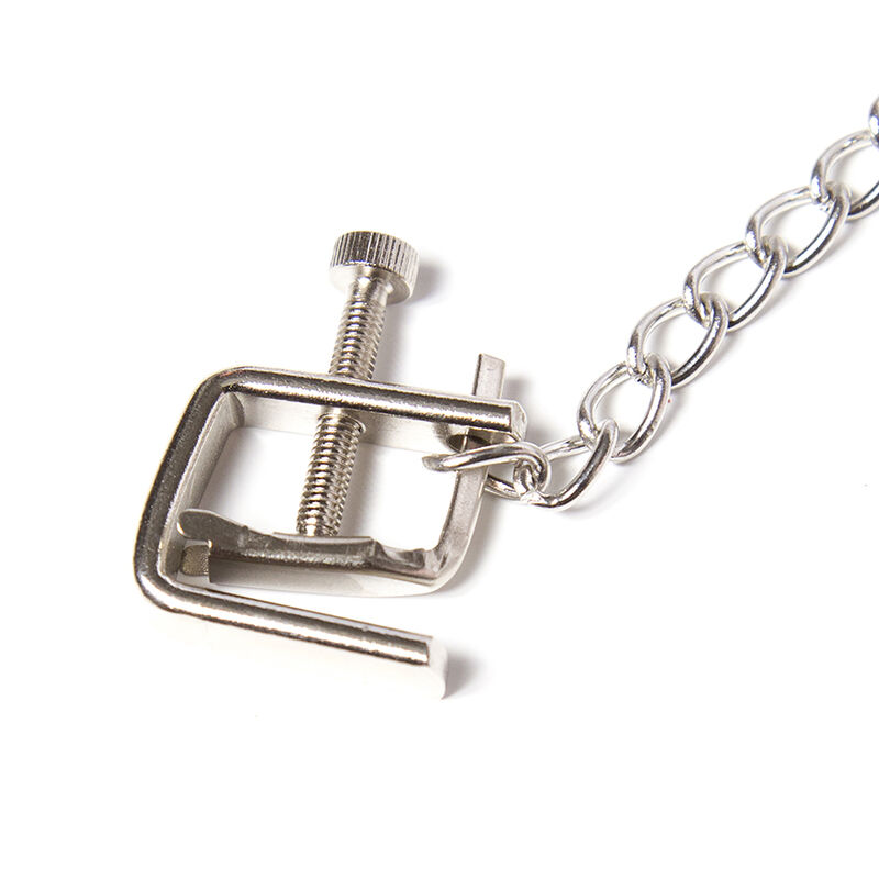 OHMAMA FETISH - METAL SCREW CLAMPS WITH CHAIN 2 OHMAMA FETISH - METAL SCREW CLAMPS WITH CHAIN - obrazek 2
