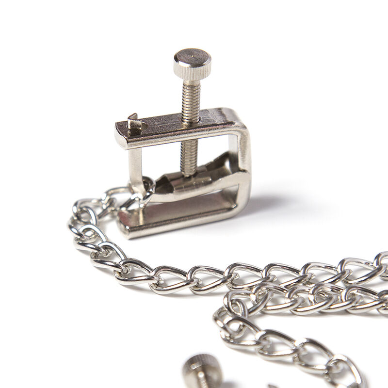 OHMAMA FETISH - METAL SCREW CLAMPS WITH CHAIN 3 OHMAMA FETISH - METAL SCREW CLAMPS WITH CHAIN - obrazek 3