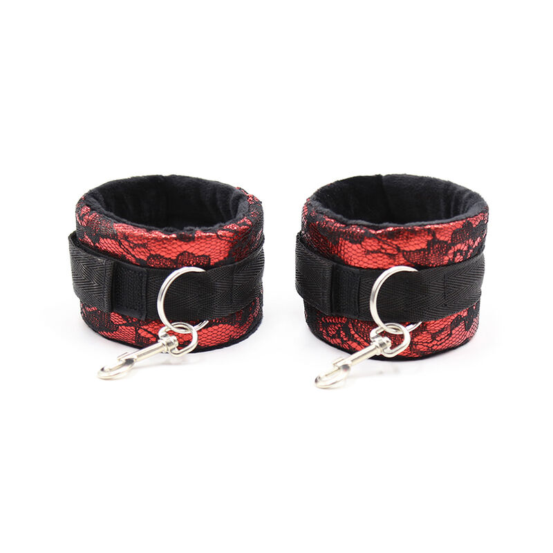 OHMAMA FETISH - VELVET HANDCUFFS WITH NYLON TAPE 2 OHMAMA FETISH - VELVET HANDCUFFS WITH NYLON TAPE - obrazek 2