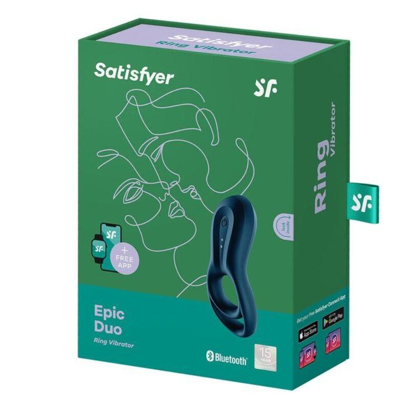 SATISFYER - EPIC DUO RING VIBRATOR APP BLUE 3 SATISFYER - EPIC DUO RING VIBRATOR APP BLUE - obrazek 3