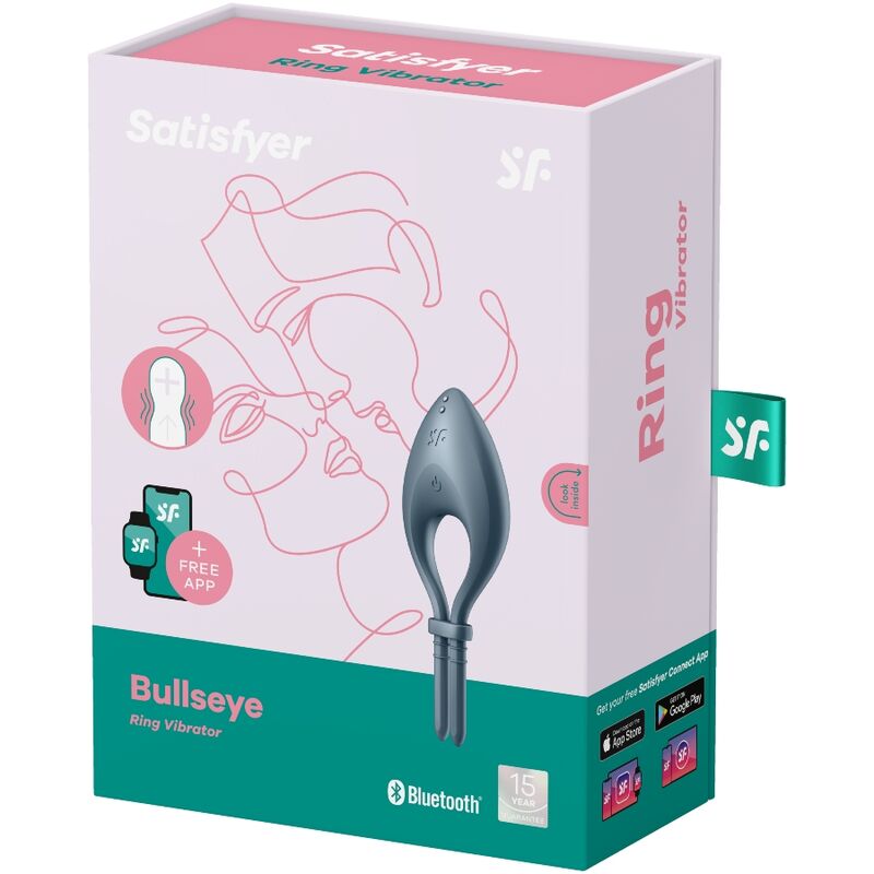SATISFYER - BULLSEYE RING VIBRATOR APP GREY 3 SATISFYER - BULLSEYE RING VIBRATOR APP GREY - obrazek 3