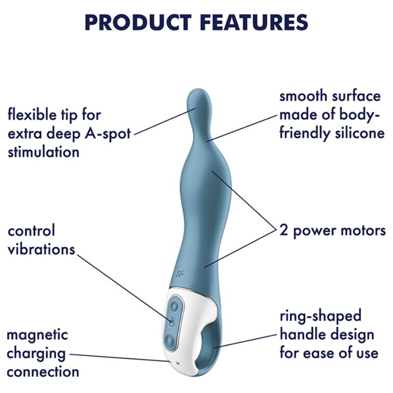 SATISFYER - AMAZING 1 ASPOT VIBRATOR BLUE 4 SATISFYER - AMAZING 1 ASPOT VIBRATOR BLUE - obrazek 4