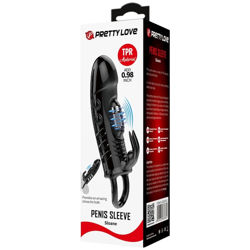 PRETTY LOVE - SLOANE RABBIT PENIS SHEATH BLACK 5 PRETTY LOVE - SLOANE RABBIT PENIS SHEATH BLACK - obrazek 5