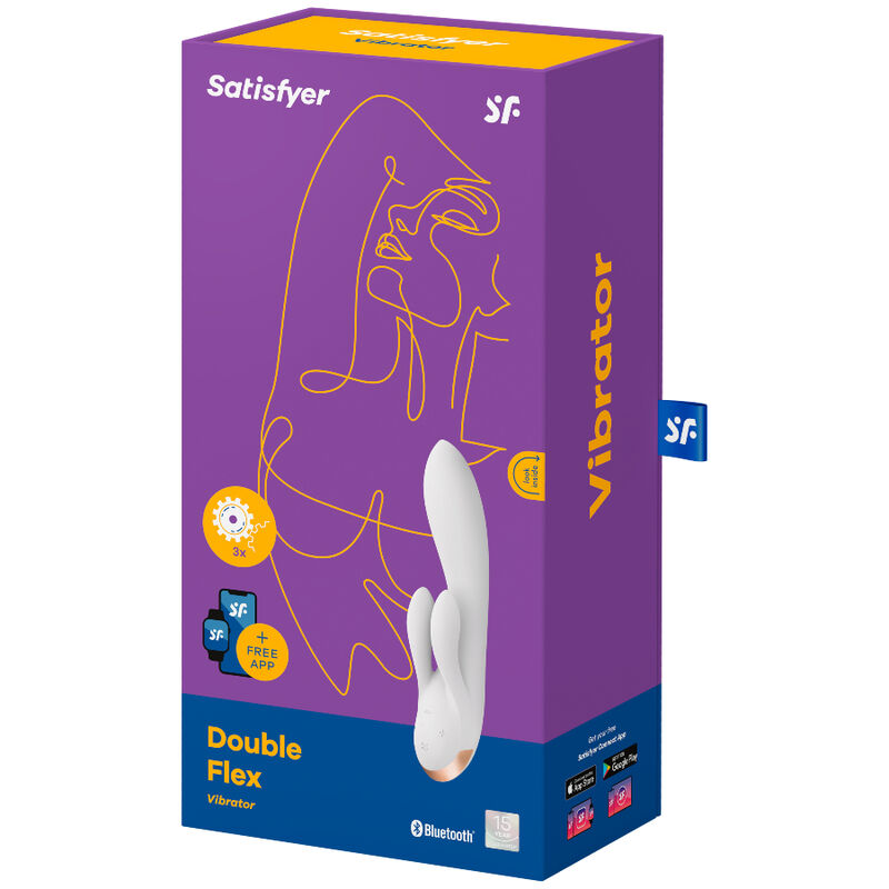 SATISFYER - DOUBLE FLEX VIBRATOR APP WHITE 4 SATISFYER - DOUBLE FLEX VIBRATOR APP WHITE - obrazek 4