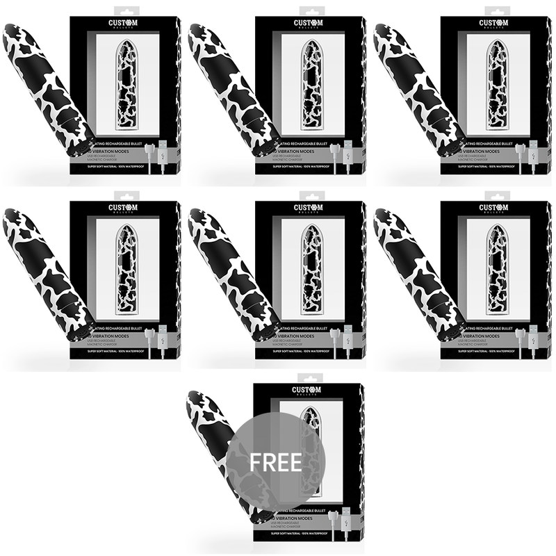 CUSTOM BULLETS - RECHARGEABLE COW MAGNETIC BULLET 10 INTENSITIES 6 + 1 FREE 2 CUSTOM BULLETS - RECHARGEABLE COW MAGNETIC BULLET 10 INTENSITIES 6 + 1 FREE - obrazek 2
