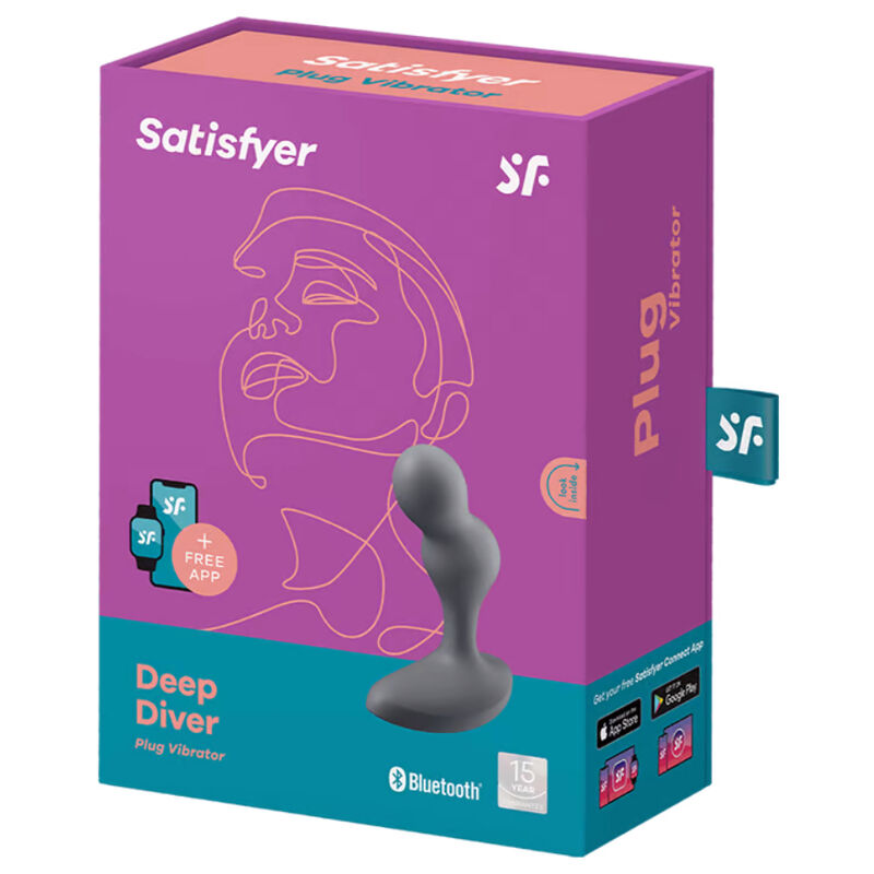 SATISFYER - DEEP DIVER VIBRATING PLUG APP GREY 4 SATISFYER - DEEP DIVER VIBRATING PLUG APP GREY - obrazek 4