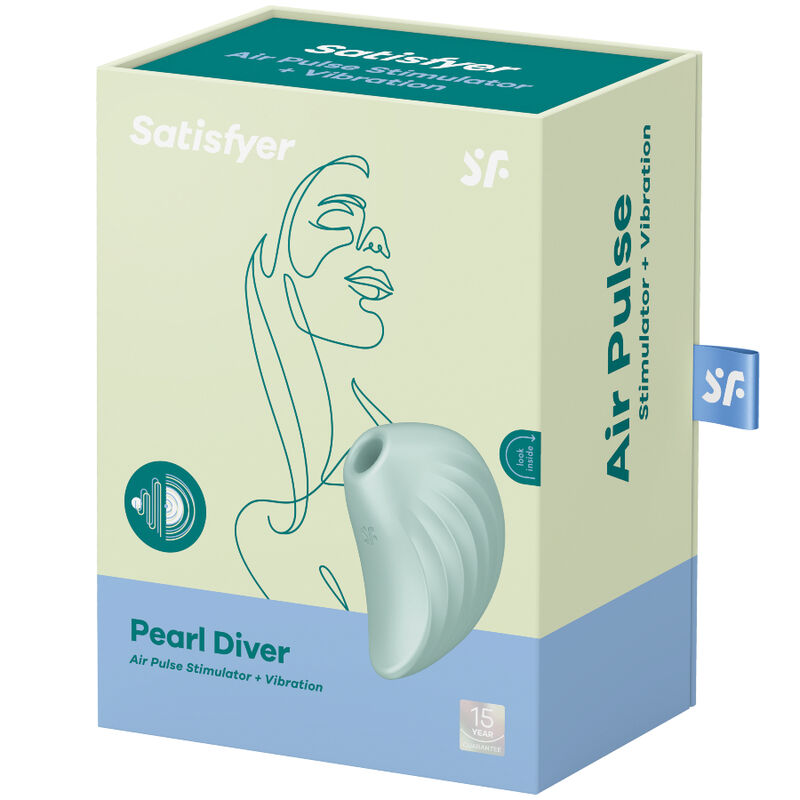 SATISFYER - PEARL DIVER AIR PULSE STIMULATOR VIBRATOR GREEN 4 SATISFYER - PEARL DIVER AIR PULSE STIMULATOR VIBRATOR GREEN - obrazek 4
