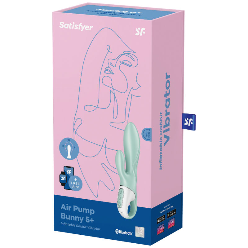 SATISFYER - AIR PUMP BUNNY 5+ INFLATABLE RABBIT VIBRATOR APP GREEN 4 SATISFYER - AIR PUMP BUNNY 5+ INFLATABLE RABBIT VIBRATOR APP GREEN - obrazek 4