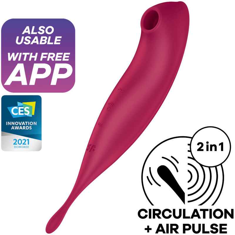 SATISFYER - TWIRLING PRO+ AIR PULSE STIMULATOR  VIBRATOR APP RED