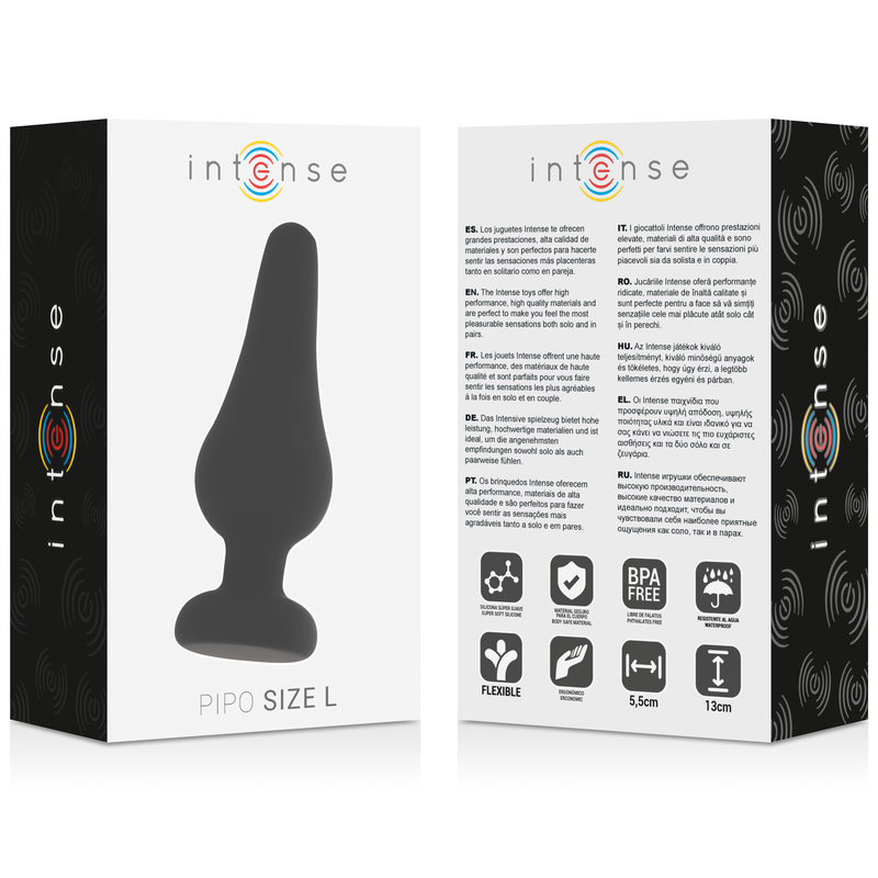 INTENSE - ANAL PLUG PIPO L BLACK SILICONE 13 CM 4 INTENSE - ANAL PLUG PIPO L BLACK SILICONE 13 CM - obrazek 4