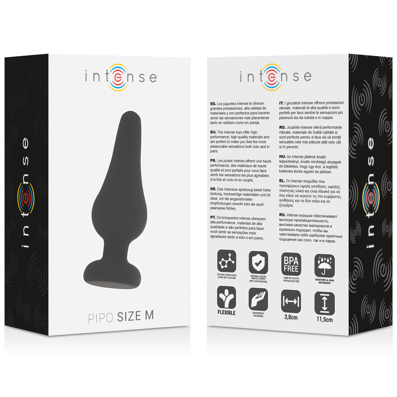 INTENSE - ANAL PLUG PIPO M BLACK SILICONE 11 CM 4 INTENSE - ANAL PLUG PIPO M BLACK SILICONE 11 CM - obrazek 4