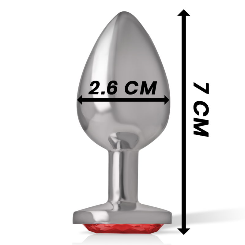 INTENSE - ALUMINUM METAL ANAL PLUG WITH RED CRYSTAL SIZE S 4 INTENSE - ALUMINUM METAL ANAL PLUG WITH RED CRYSTAL SIZE S - obrazek 4