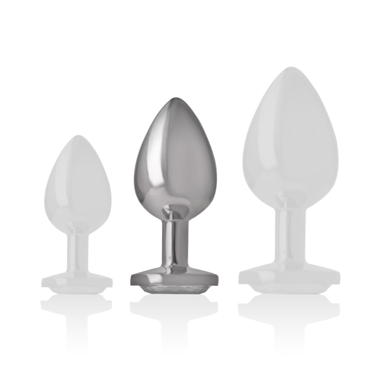 INTENSE - ALUMINUM METAL ANAL PLUG WITH SILVER CRYSTAL SIZE M 4 INTENSE - ALUMINUM METAL ANAL PLUG WITH SILVER CRYSTAL SIZE M - obrazek 4