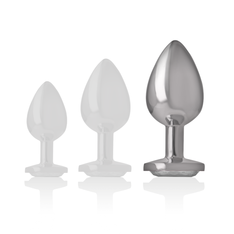 INTENSE - ALUMINUM METAL ANAL PLUG WITH SILVER CRYSTAL SIZE L 5 INTENSE - ALUMINUM METAL ANAL PLUG WITH SILVER CRYSTAL SIZE L - obrazek 5