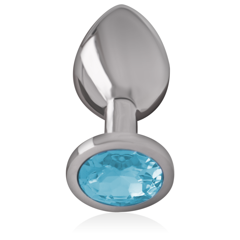 INTENSE - ALUMINUM METAL ANAL PLUG WITH BLUE GLASS SIZE M 2 INTENSE - ALUMINUM METAL ANAL PLUG WITH BLUE GLASS SIZE M - obrazek 2