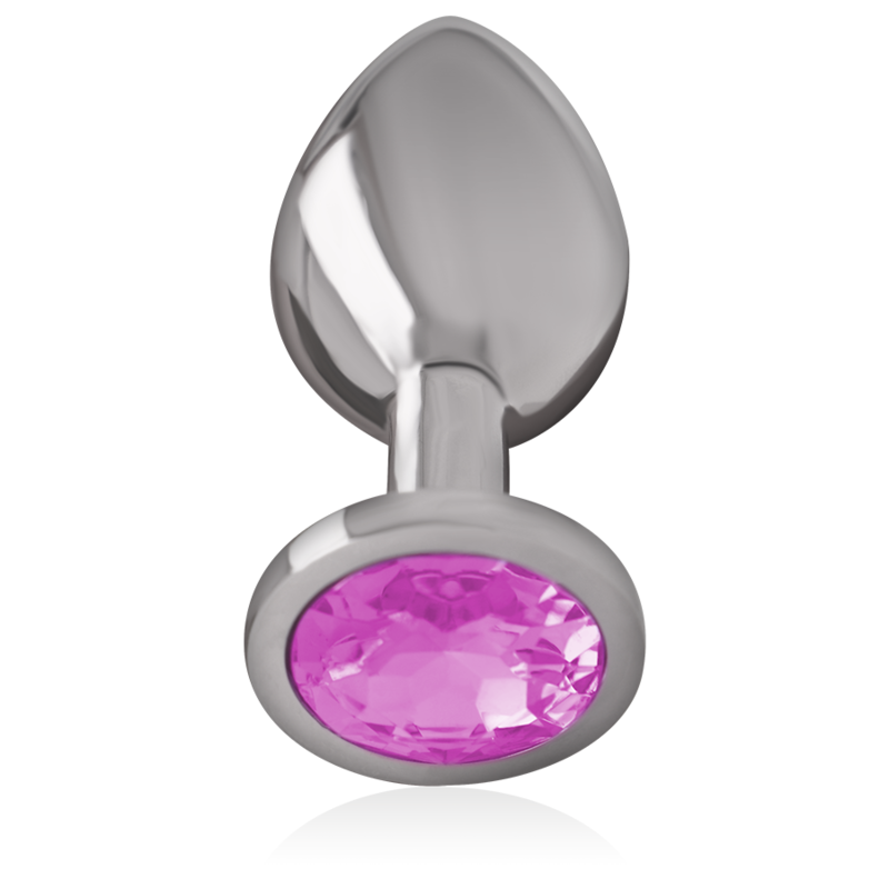 INTENSE - ALUMINUM METAL ANAL PLUG WITH PINK CRYSTAL SIZE M 2 INTENSE - ALUMINUM METAL ANAL PLUG WITH PINK CRYSTAL SIZE M - obrazek 2