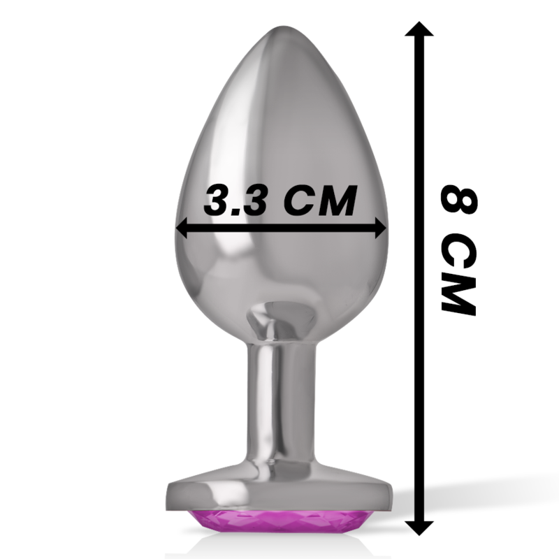 INTENSE - ALUMINUM METAL ANAL PLUG WITH PINK CRYSTAL SIZE M 4 INTENSE - ALUMINUM METAL ANAL PLUG WITH PINK CRYSTAL SIZE M - obrazek 4