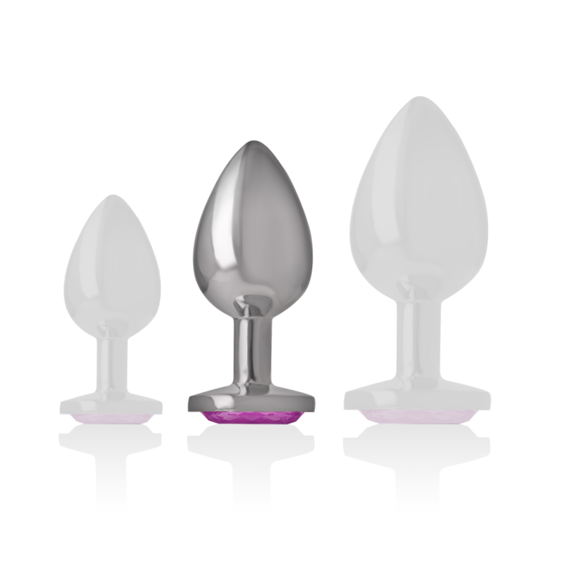 INTENSE - ALUMINUM METAL ANAL PLUG WITH PINK CRYSTAL SIZE M 5 INTENSE - ALUMINUM METAL ANAL PLUG WITH PINK CRYSTAL SIZE M - obrazek 5