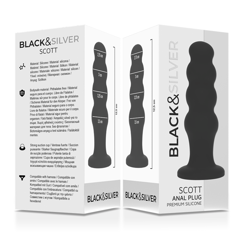 BLACKSILVER - SCOTT PREMIUM SILICONE ANAL PLUG BLACK 5 BLACKSILVER - SCOTT PREMIUM SILICONE ANAL PLUG BLACK - obrazek 5