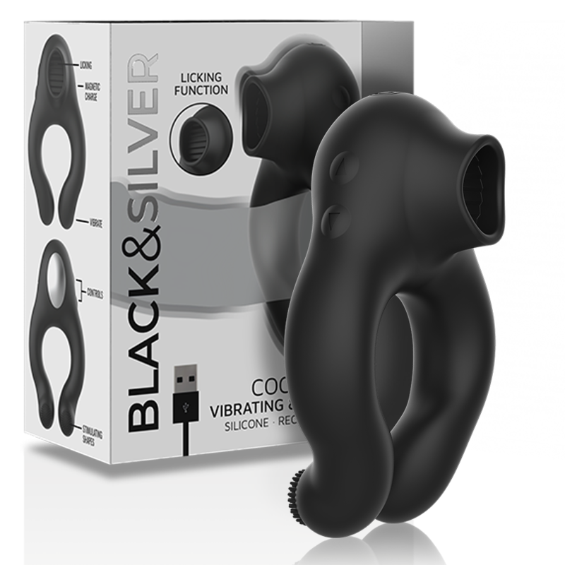 BLACKSILVER - SILICONE VIBRATOR RING 3 MOTORS RECHARGEABLE BLACK